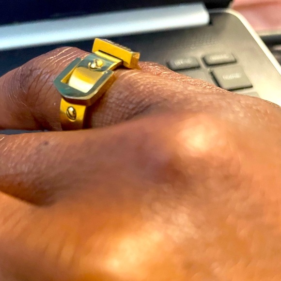 "Beloved" 14K Gold Plated Buckle Ring -Rose Gold - Picture 4 of 4